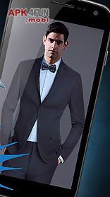 stylish man suit photo montage