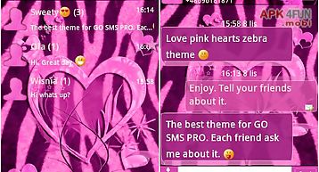 Go sms pink theme heart zebra