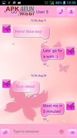 pink butterflies for go sms