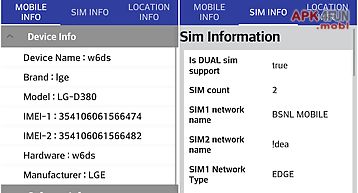 Mobile, sim and location info