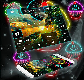 keyboard theme neon cupcakes