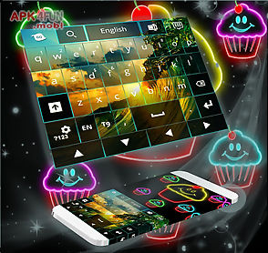 keyboard theme neon cupcakes