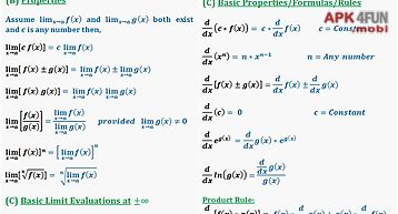 Calculus quick reference free