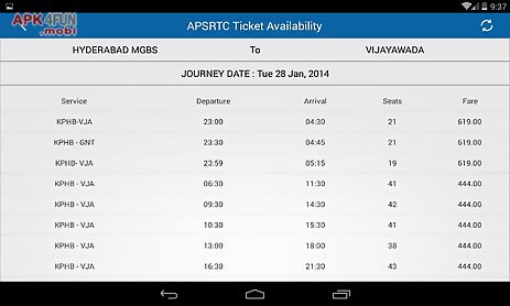 apsrtc ticket availability